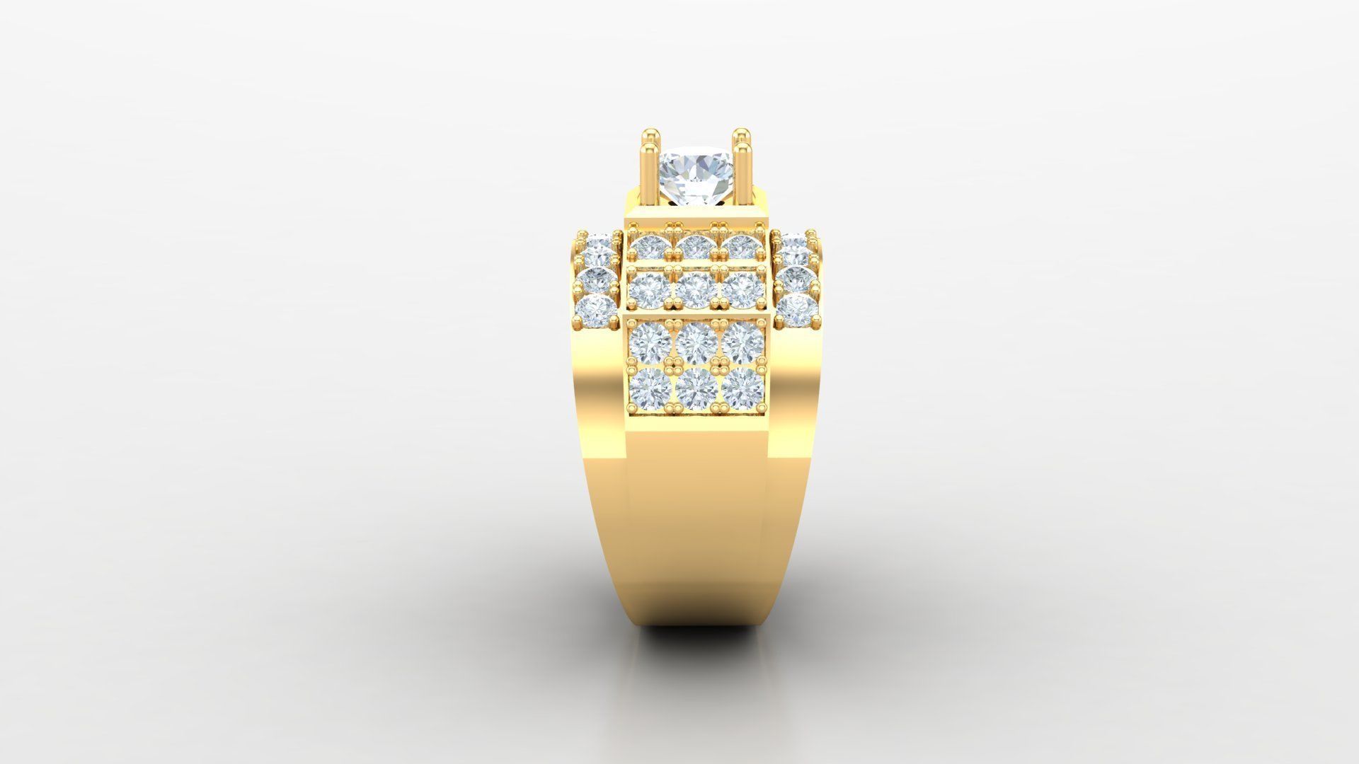 Diamond Men Ring Cad File MR 136 3D print model_5