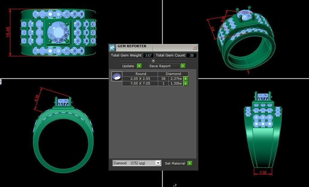Diamond Men Ring Cad File MR 136 3D print model_1