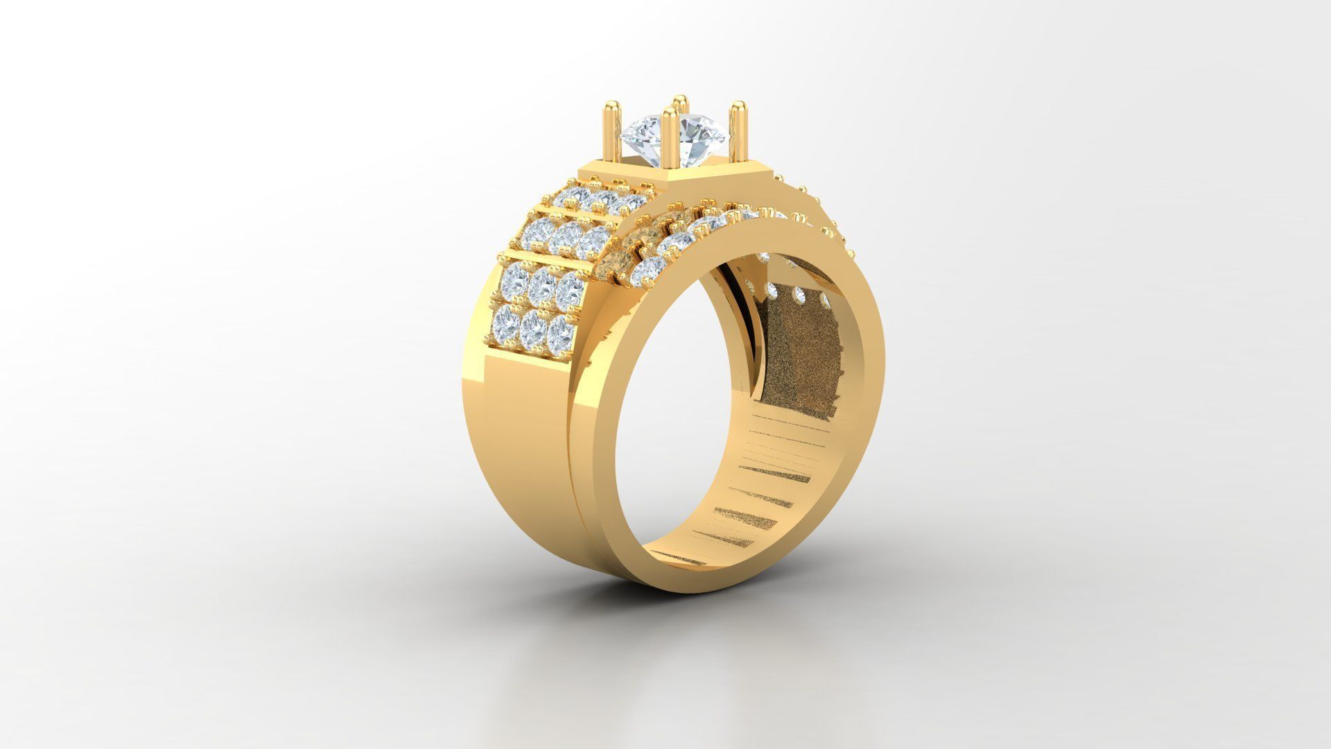 Diamond Men Ring Cad File MR 136 3D print model_2