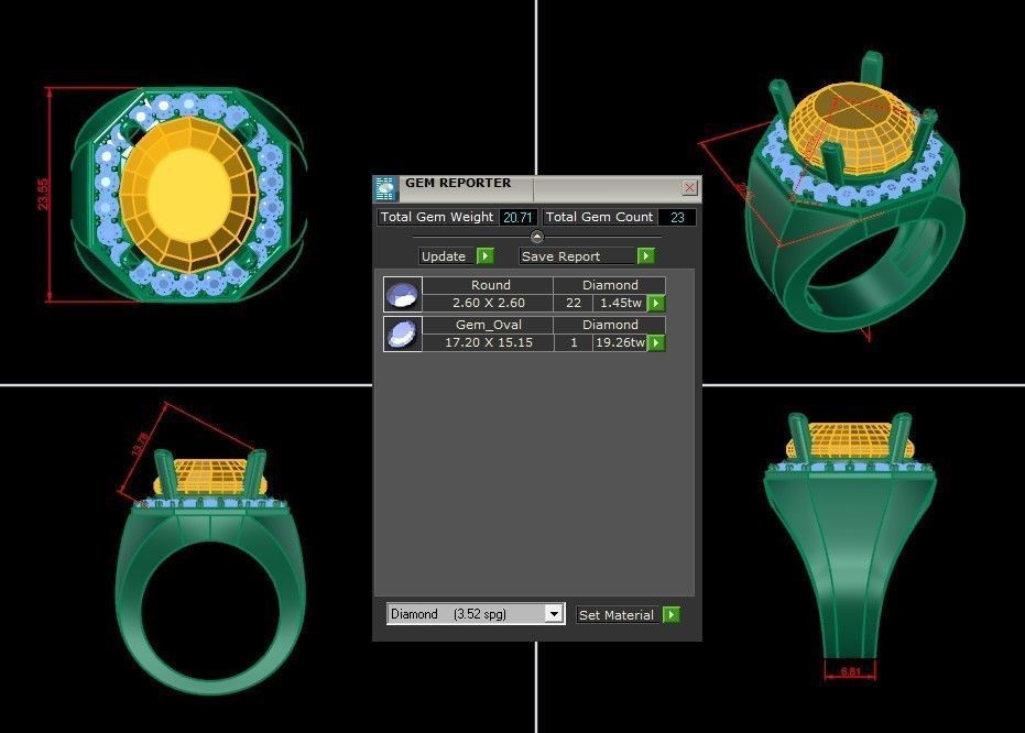 Diamond Men Ring Cad File MR 134 3D print model_1