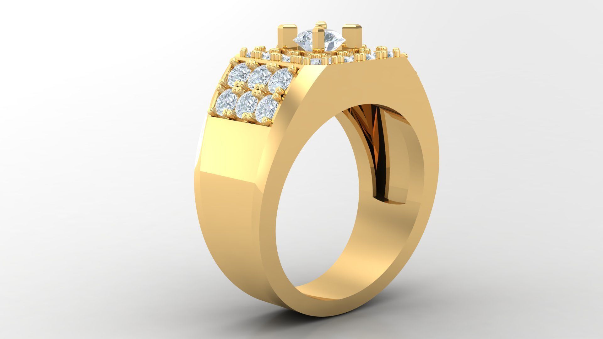 Diamond Men Ring Cad File MR 131 3D print model_3