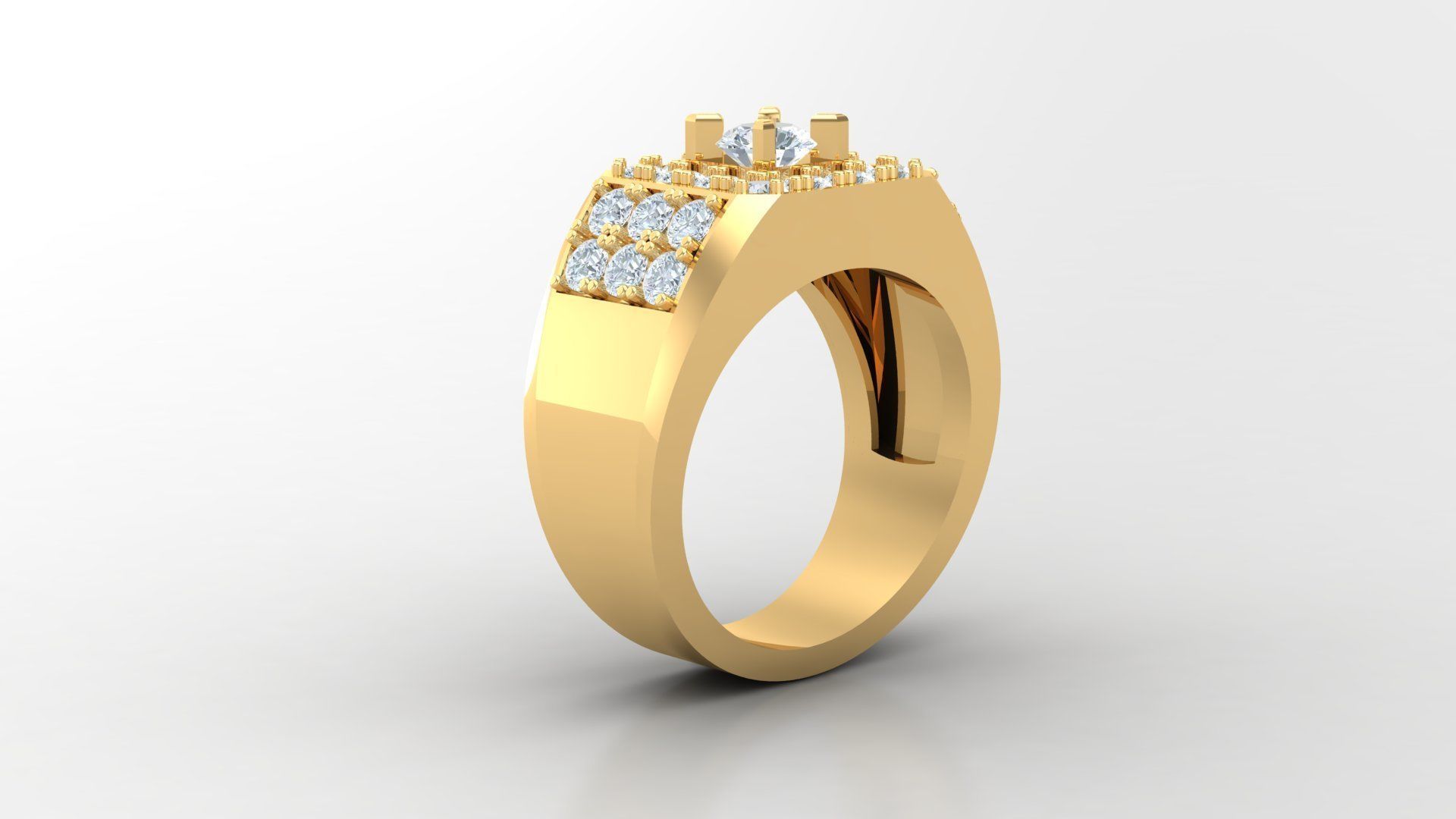 Diamond Men Ring Cad File MR 131 3D print model_2