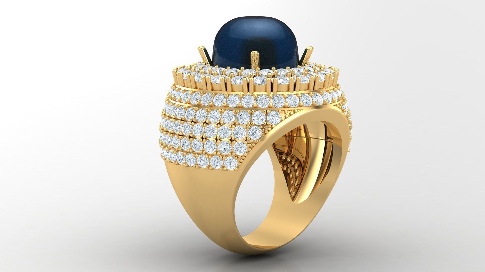 Diamond Men Ring Cad File MR 130 3D print model_2