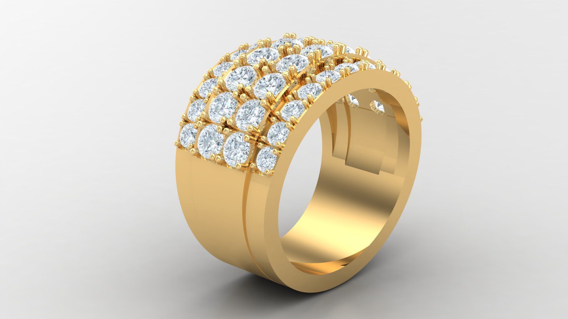 Diamond Men Ring Cad File MR  129 3D print model_3