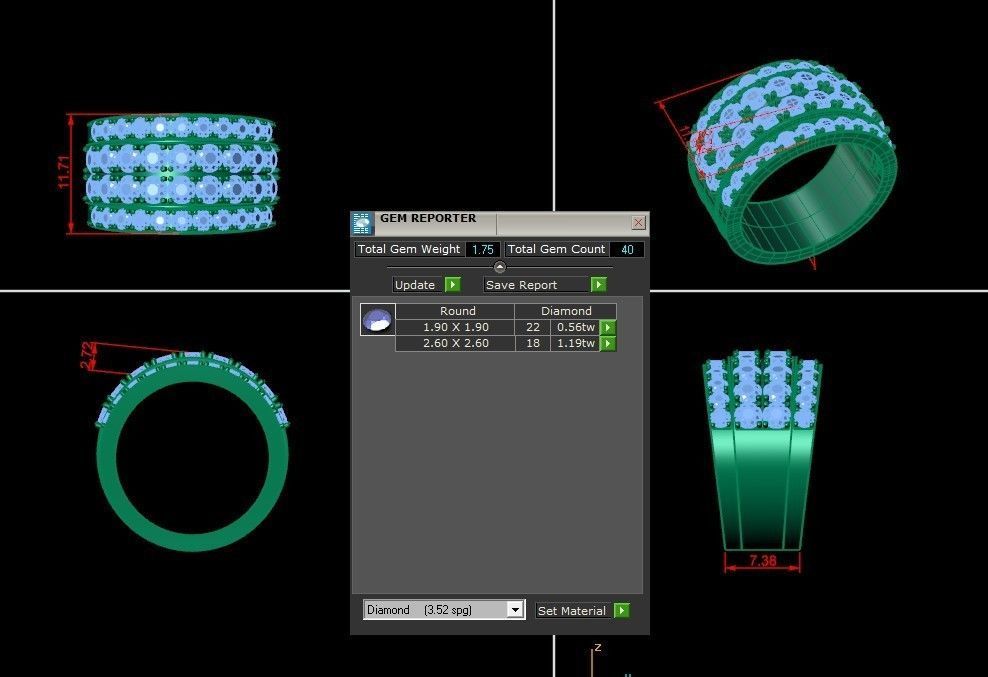 Diamond Men Ring Cad File MR  129 3D print model_1