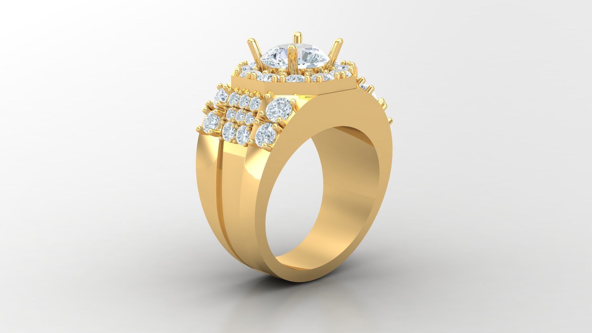 Diamond Men Ring Cad File MR 128 3D print model_1