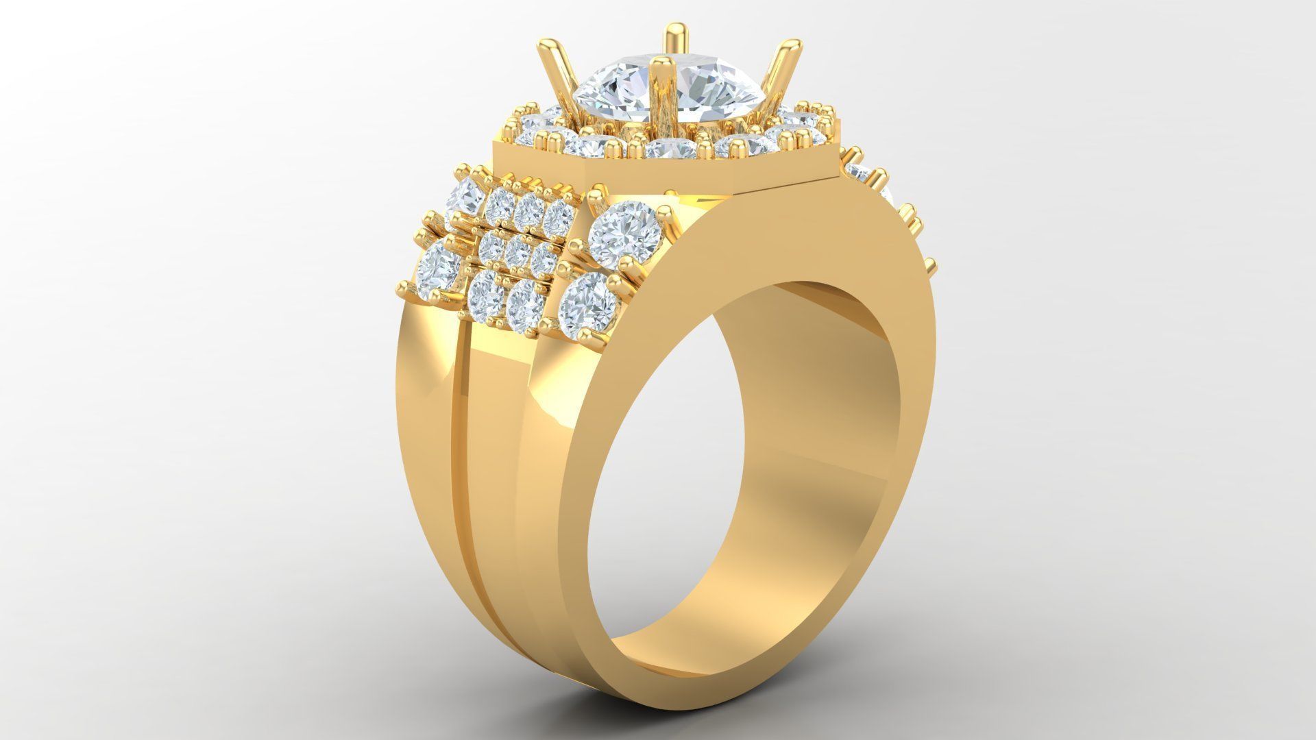 Diamond Men Ring Cad File MR 128 3D print model_2