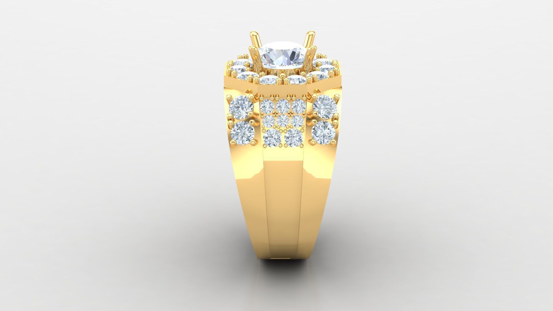 Diamond Men Ring Cad File MR 128 3D print model_4