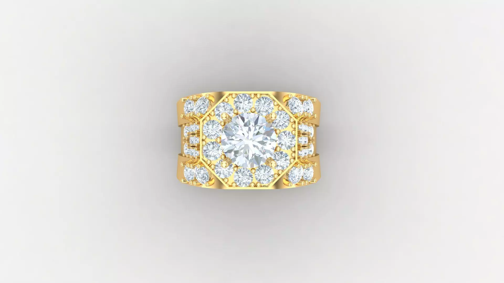 Diamond Men Ring Cad File MR 128 3D print model_0