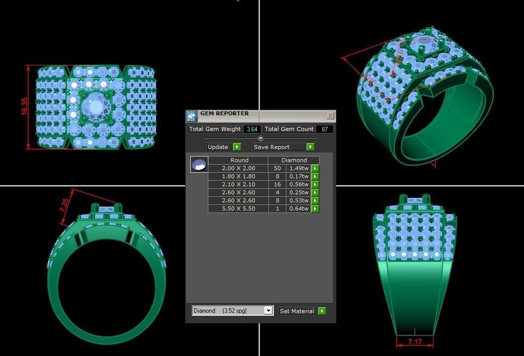 Diamond Men Ring Cad File MR 126 3D print model_6