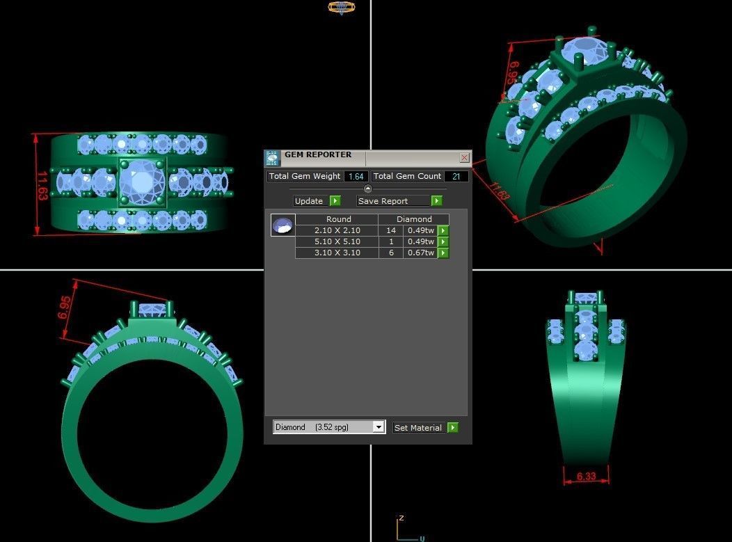 Diamond Men Ring Cad File MR  124 3D print model_1