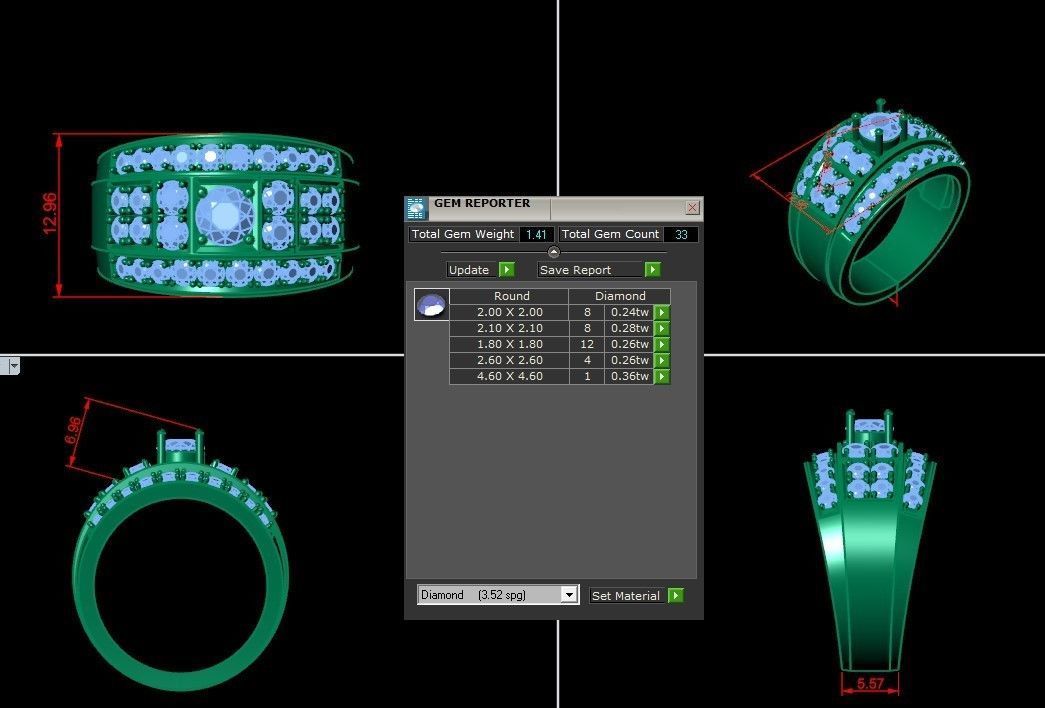 Diamond Men Ring Cad File MR 122 3D print model_6