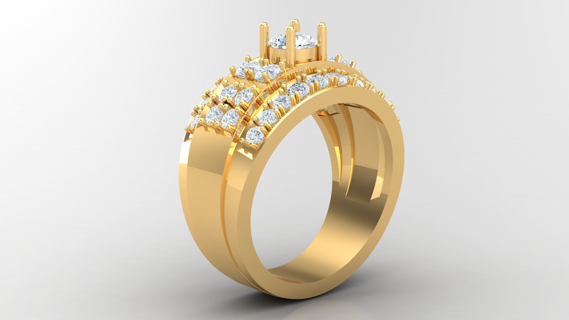 Diamond Men Ring Cad File MR 122 3D print model_2