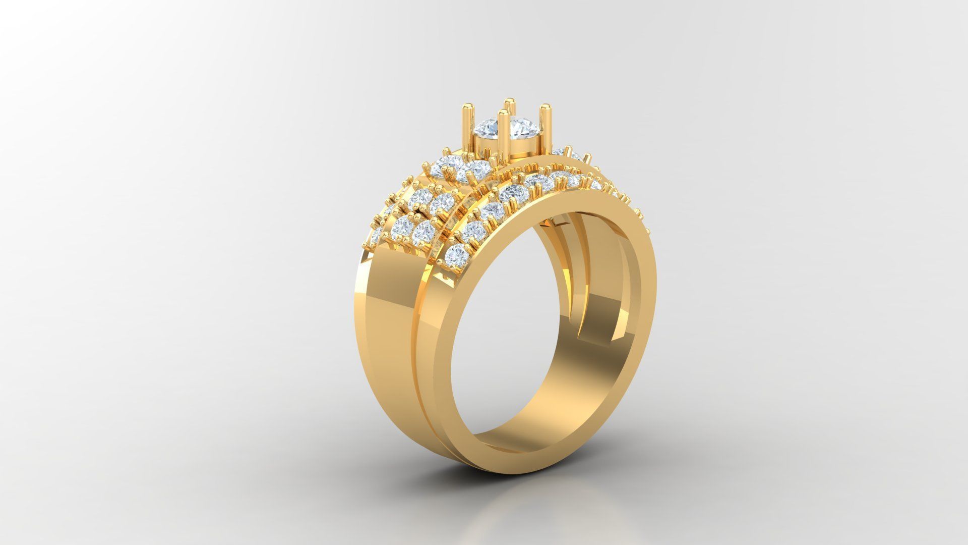 Diamond Men Ring Cad File MR 122 3D print model_1