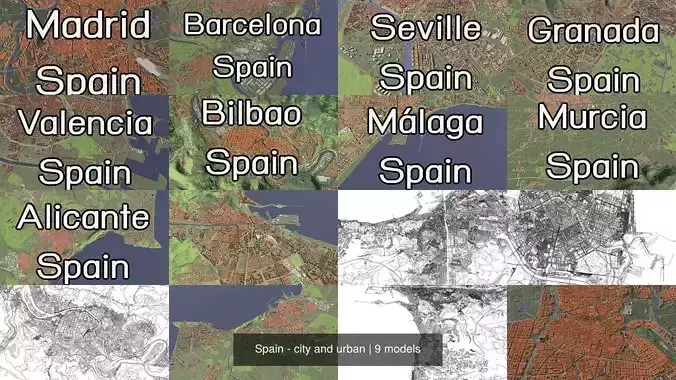 Spain - city and urban 3D Model Collection