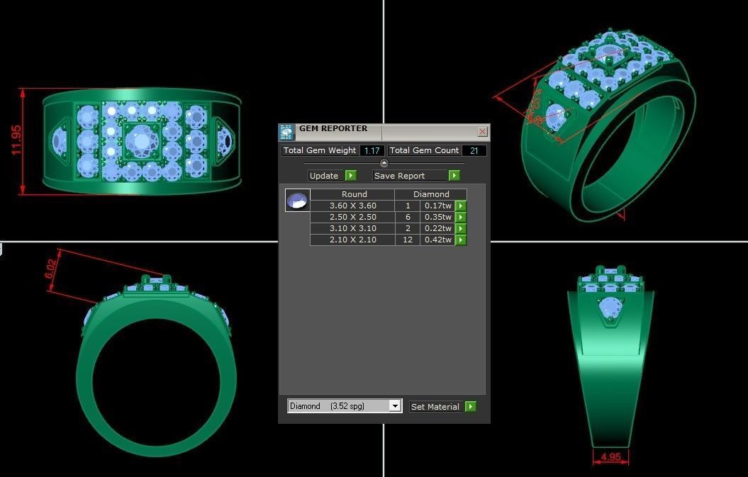 Diamond Men Ring Cad File MR 119 3D print model_1