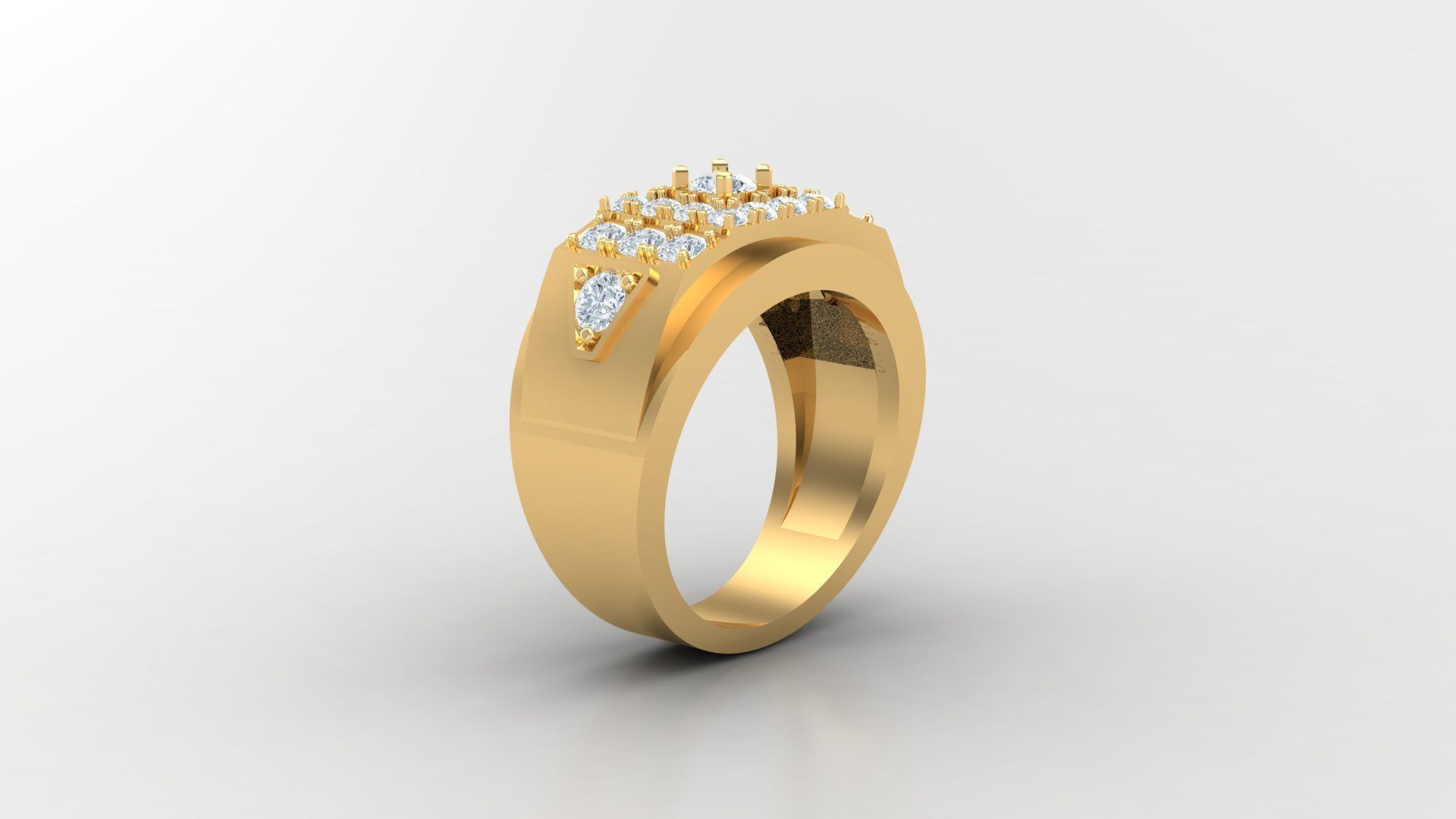 Diamond Men Ring Cad File MR 119 3D print model_2