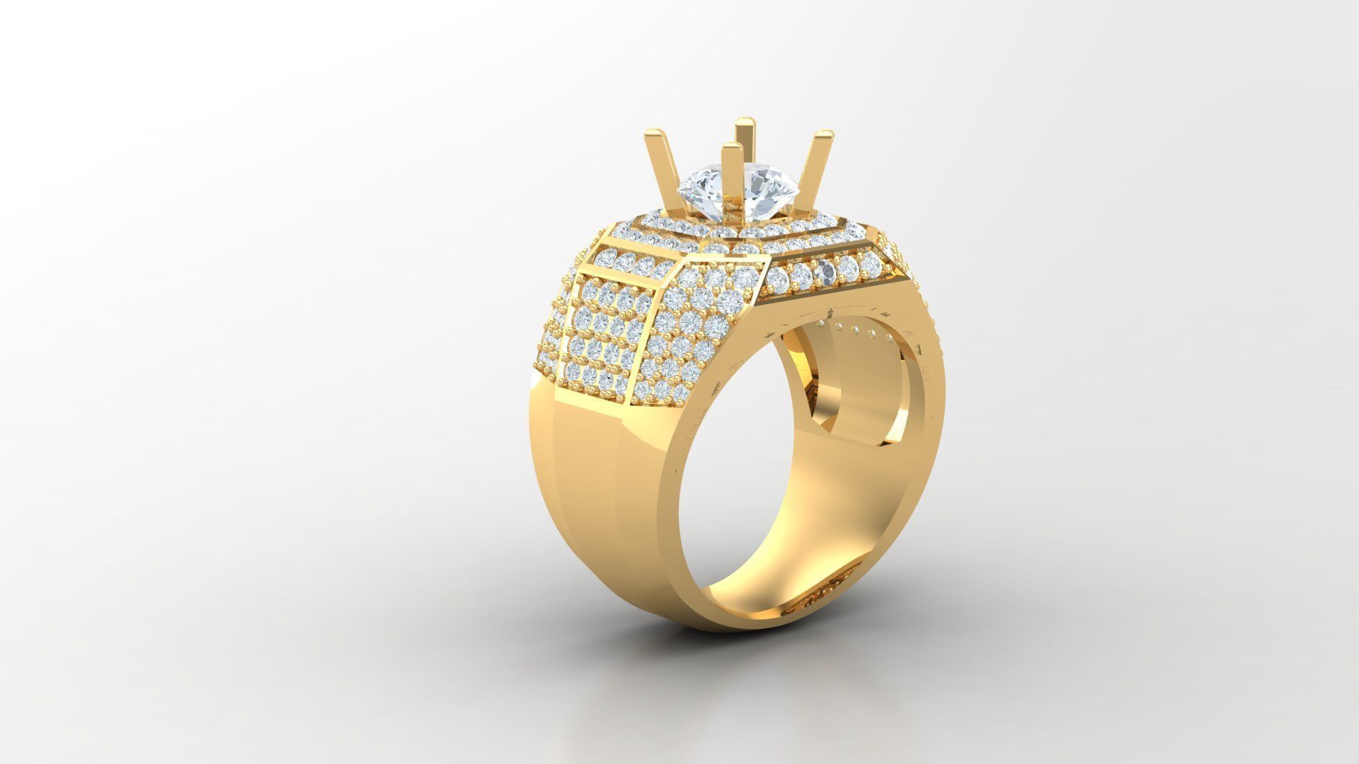 Diamond Men Ring Cad File MR 116 3D print model_1