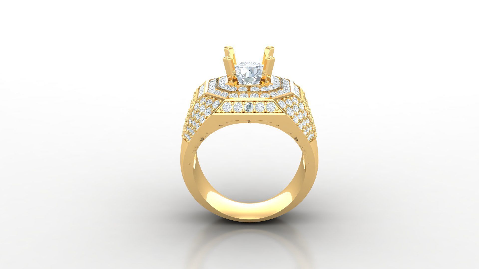 Diamond Men Ring Cad File MR 116 3D print model_3