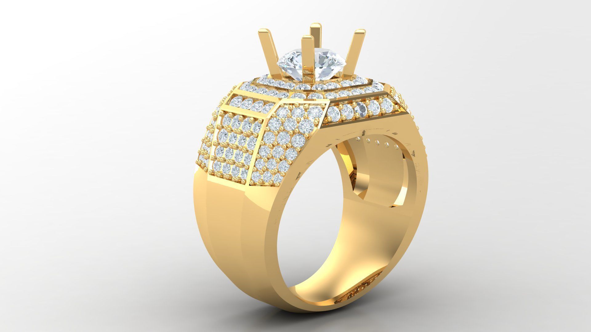Diamond Men Ring Cad File MR 116 3D print model_2