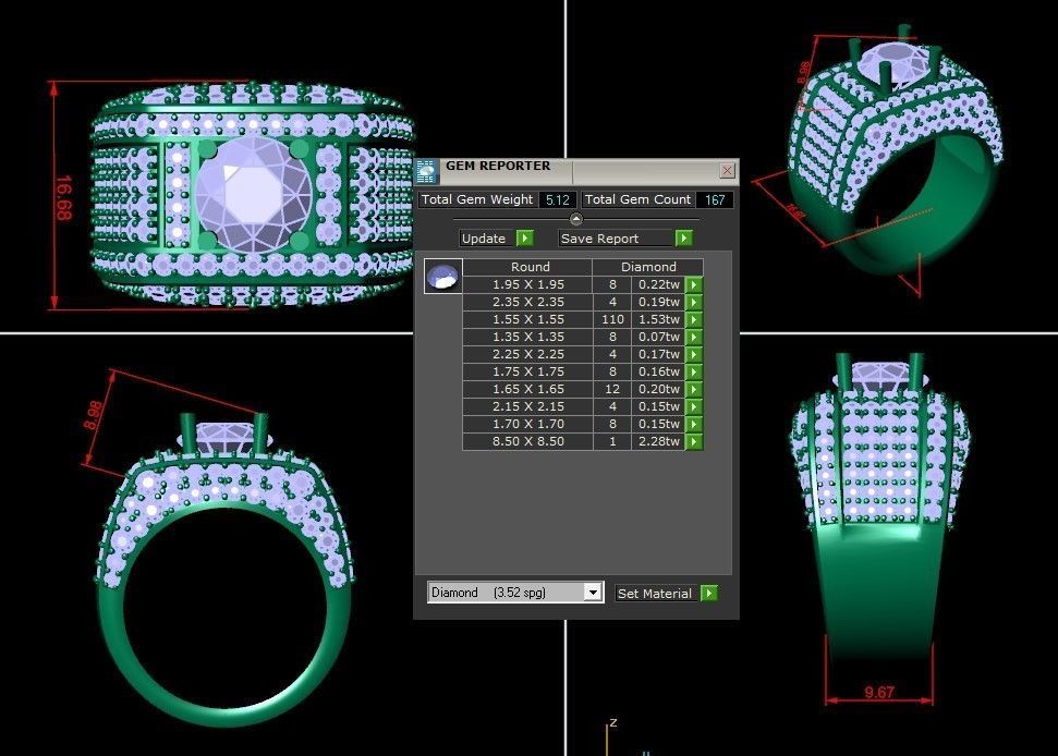 Diamond Men Ring Cad File MR 113 3D print model_1