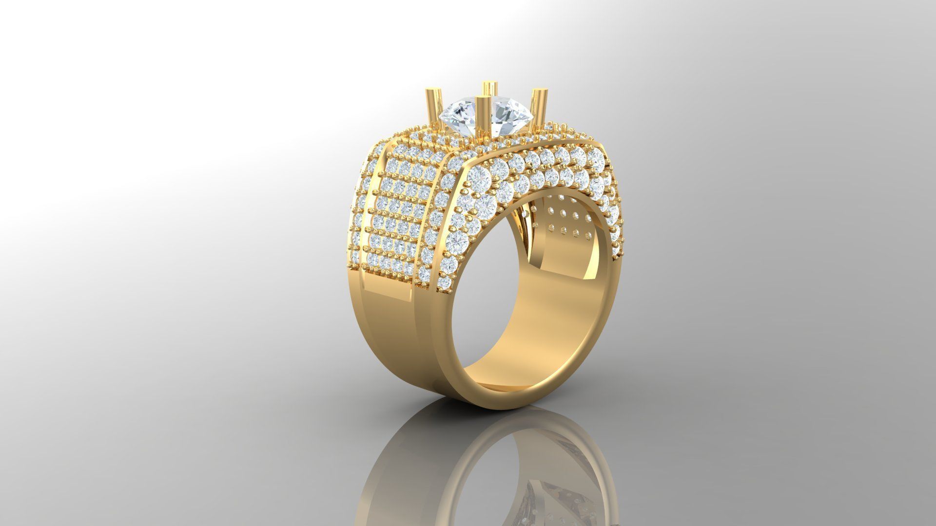 Diamond Men Ring Cad File MR 113 3D print model_2
