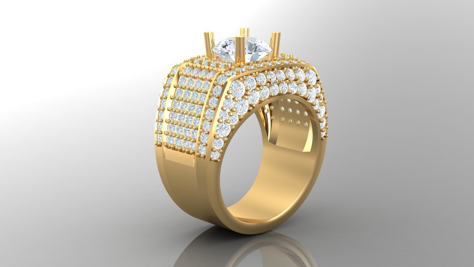 Diamond Men Ring Cad File MR 113 3D print model_3