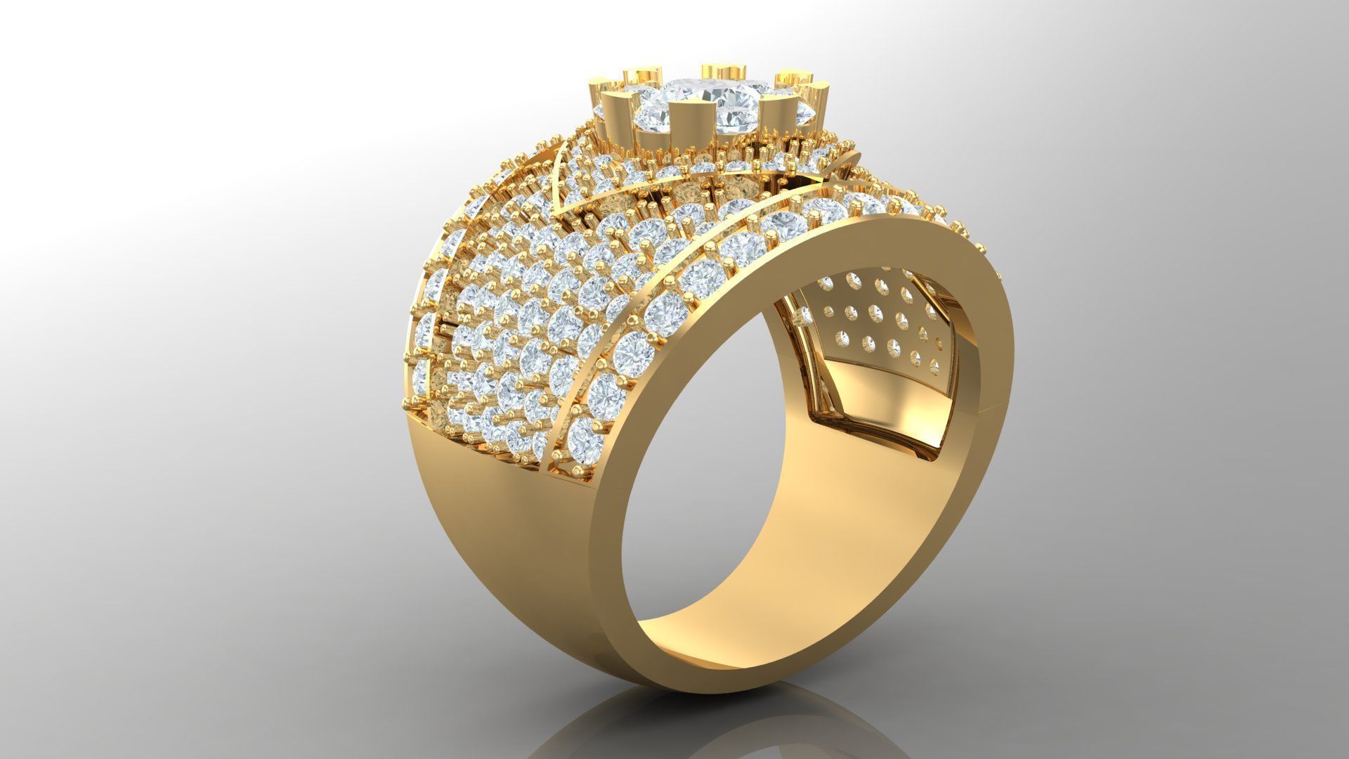 Diamond Men Ring Cad File MR 112 3D print model_2