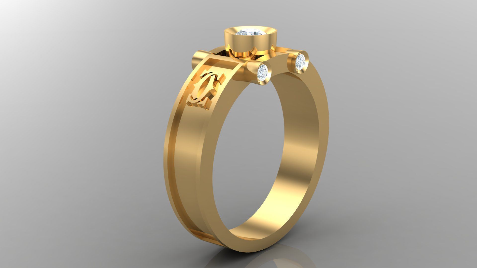 Diamond Men Ring Cad File MR 110 3D print model_3