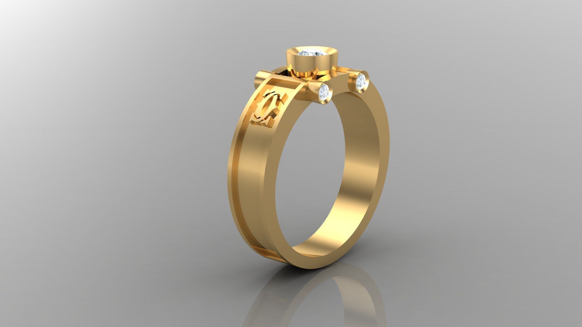 Diamond Men Ring Cad File MR 110 3D print model_2