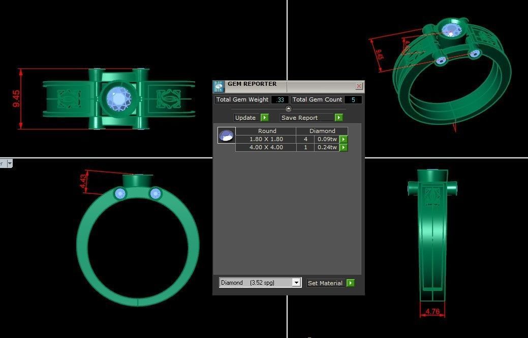 Diamond Men Ring Cad File MR 110 3D print model_1