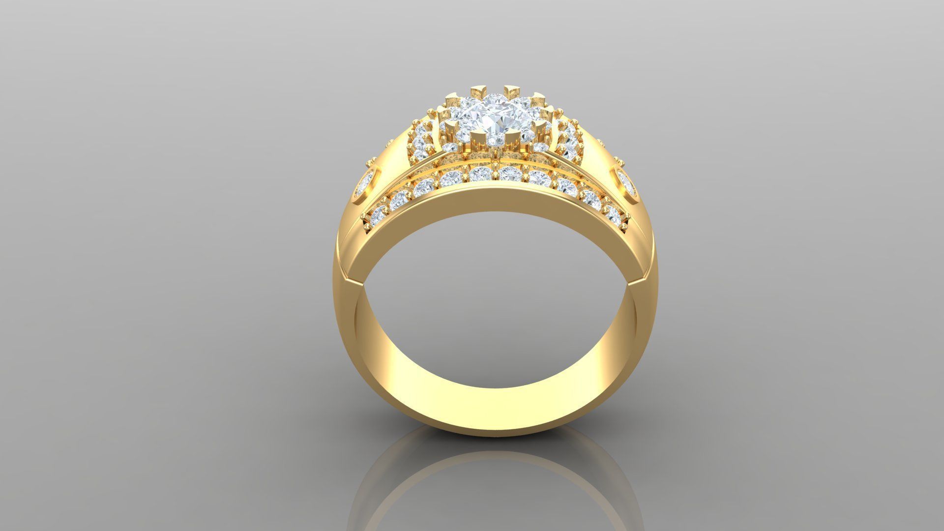 Diamond Men Ring Cad File MR 106 3D print model_3