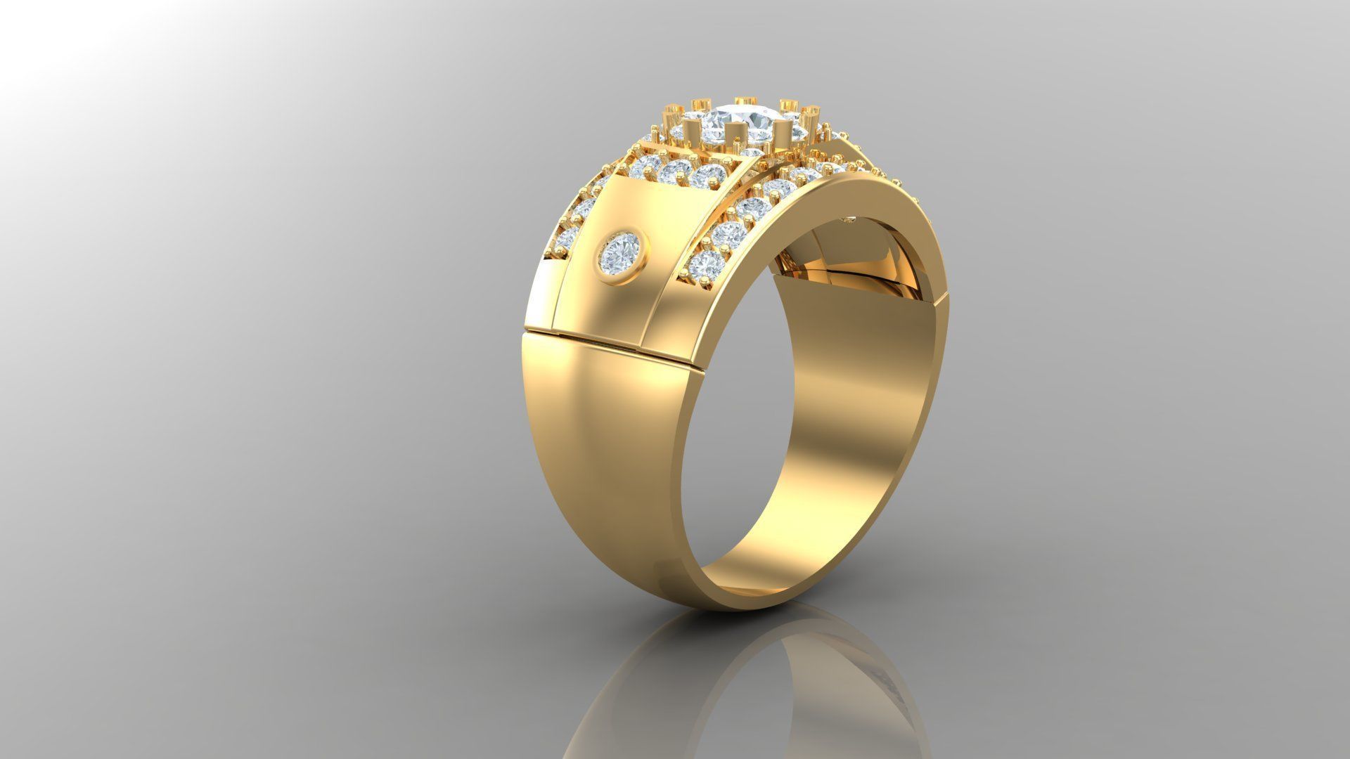 Diamond Men Ring Cad File MR 106 3D print model_1
