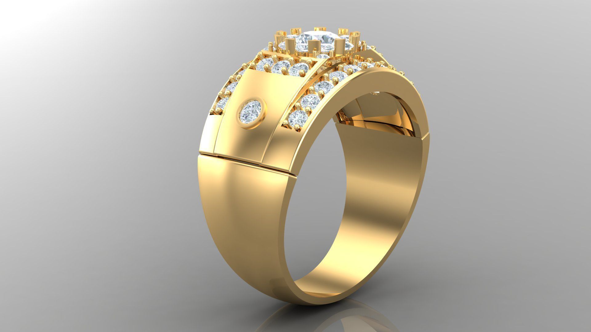 Diamond Men Ring Cad File MR 106 3D print model_2
