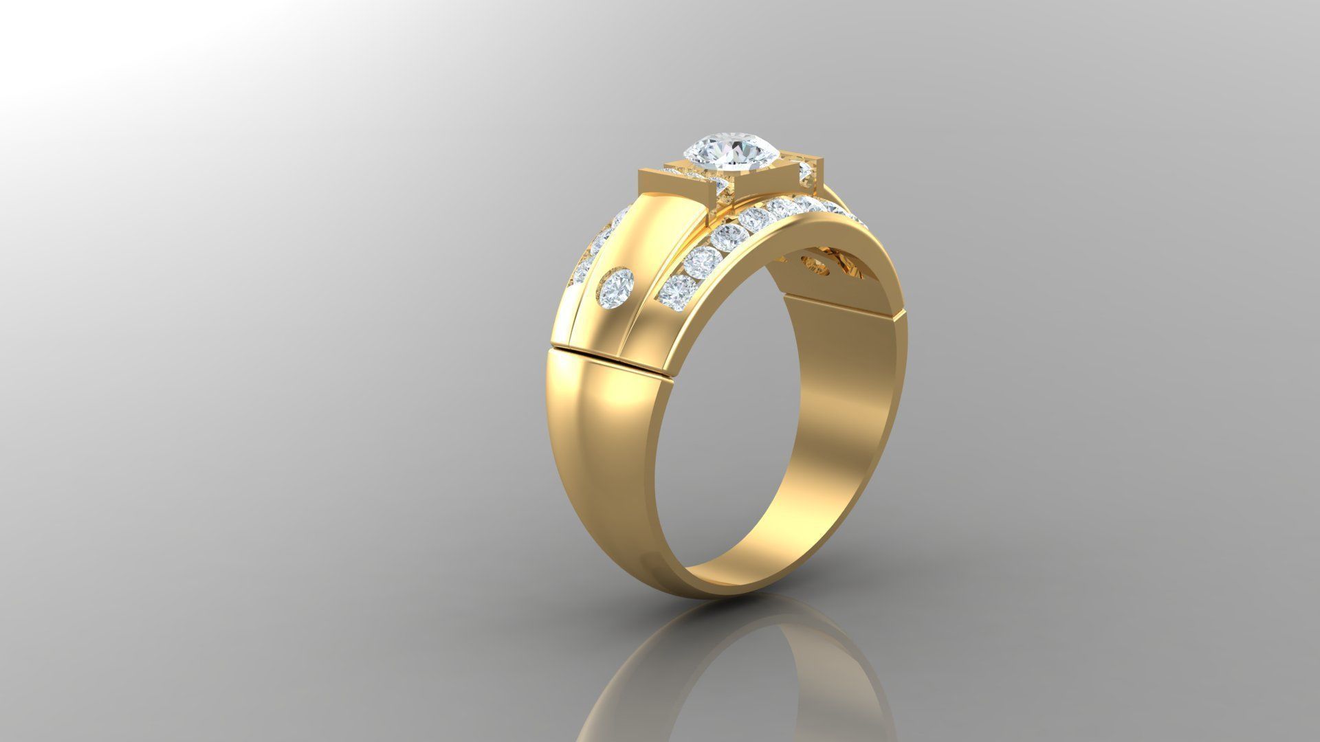 Diamond Men Ring Cad File MR 104 3D print model_2