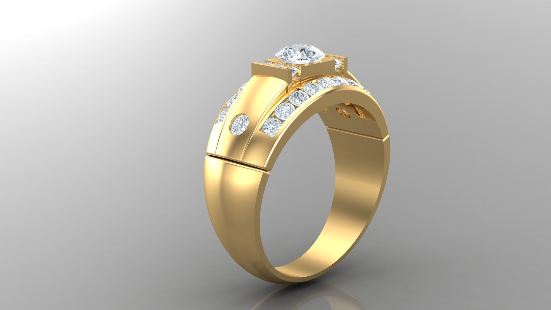 Diamond Men Ring Cad File MR 104 3D print model_3