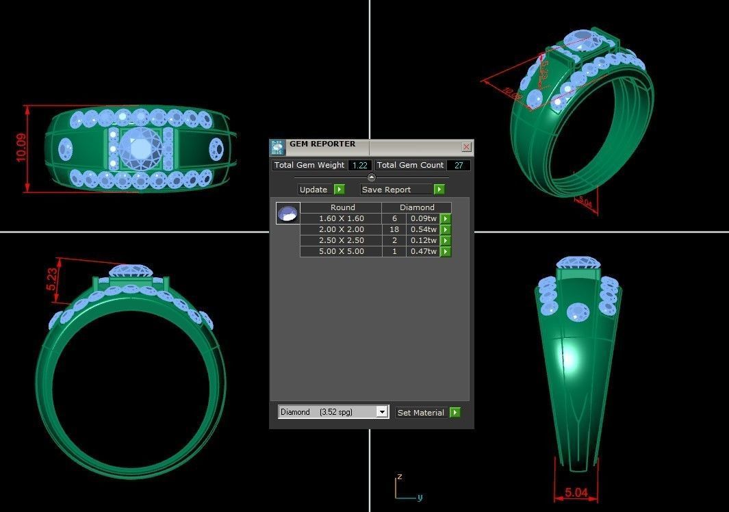 Diamond Men Ring Cad File MR 104 3D print model_1