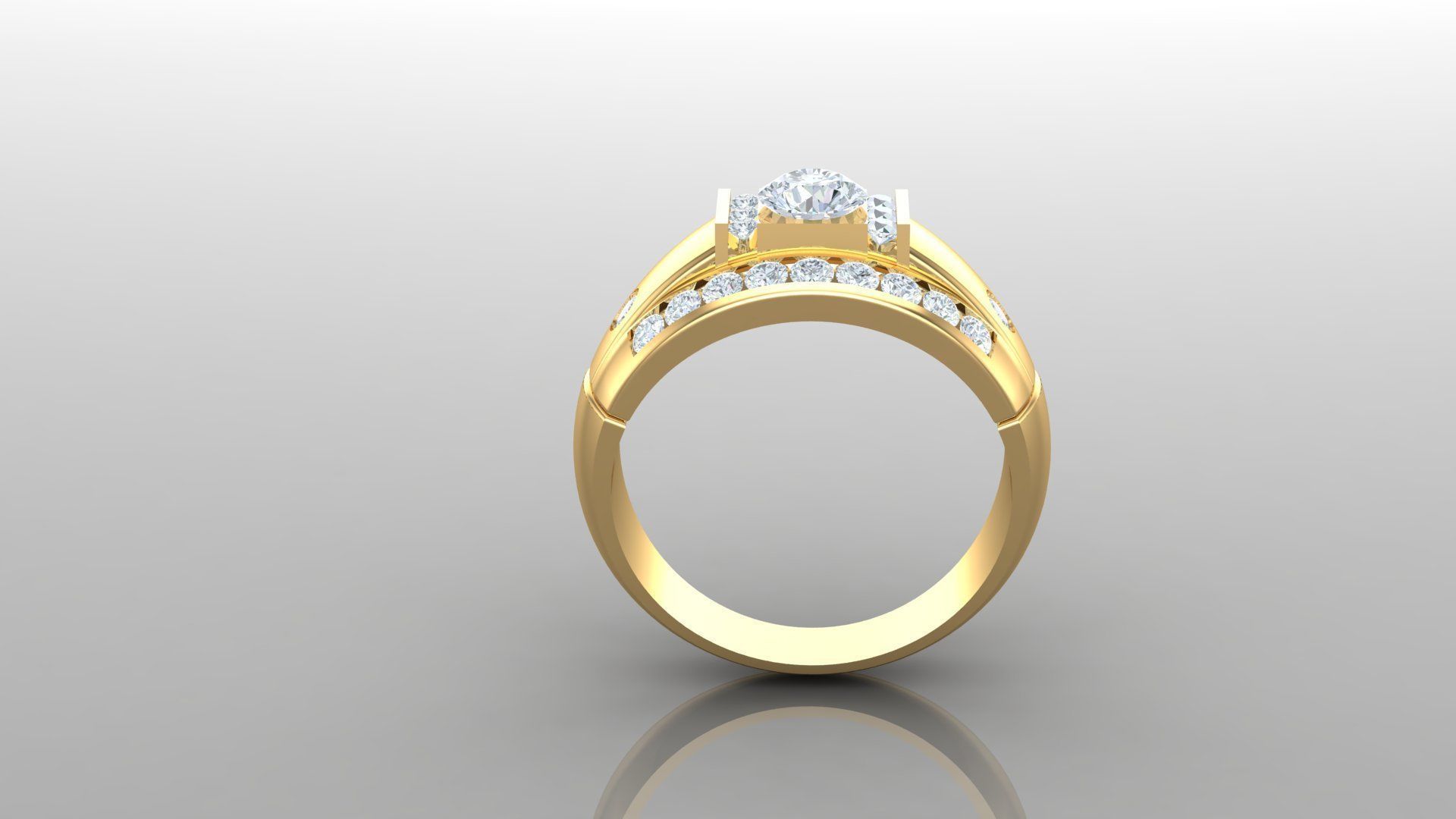 Diamond Men Ring Cad File MR 104 3D print model_4
