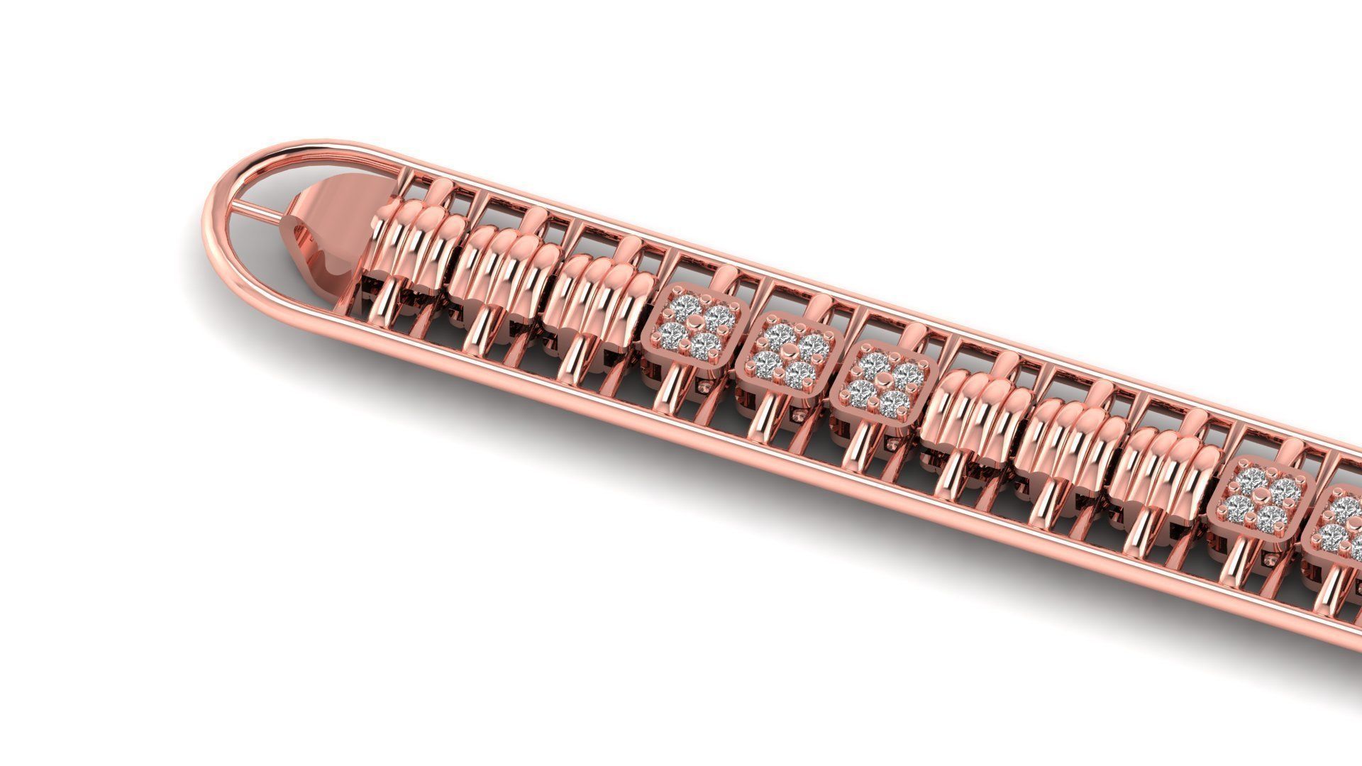 diamond and texture 3d model bracelet or chain link  3D print model_1