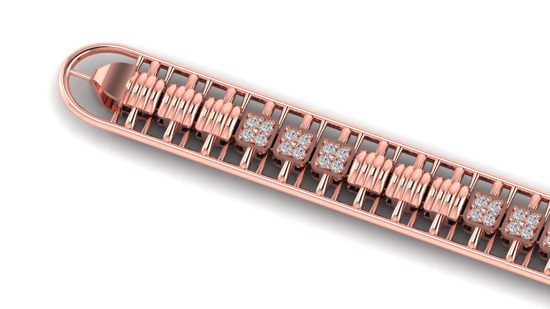 diamond and texture 3d model bracelet or chain link  3D print model_2