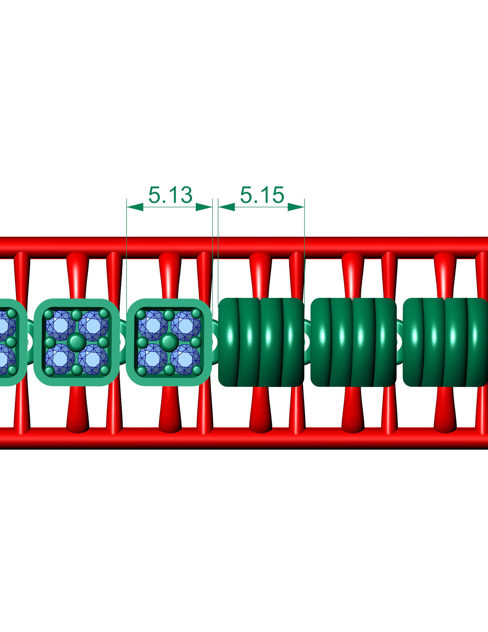 diamond and texture 3d model bracelet or chain link  3D print model_3