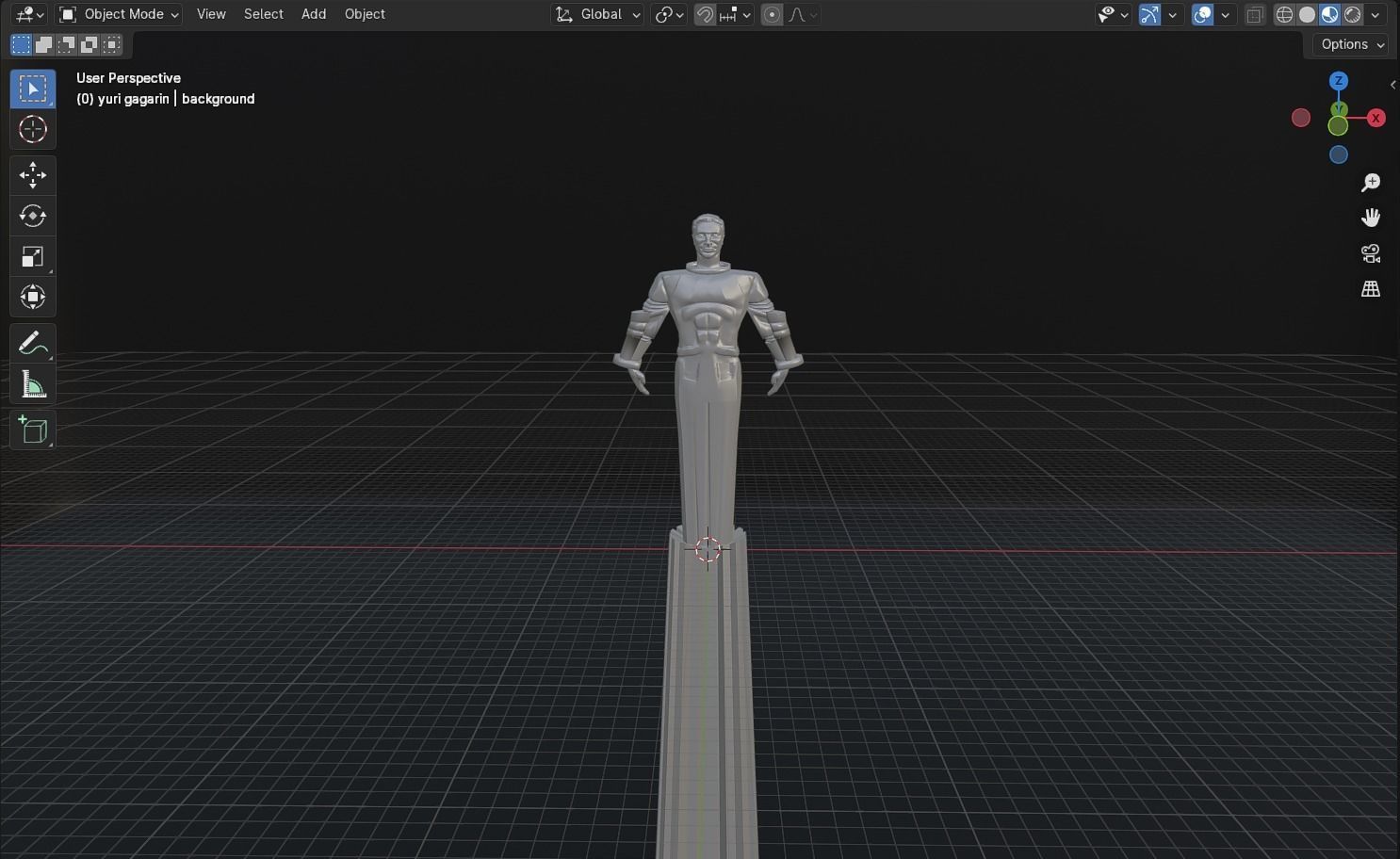 Yuri Gagarin Statue Monument 3D model_39
