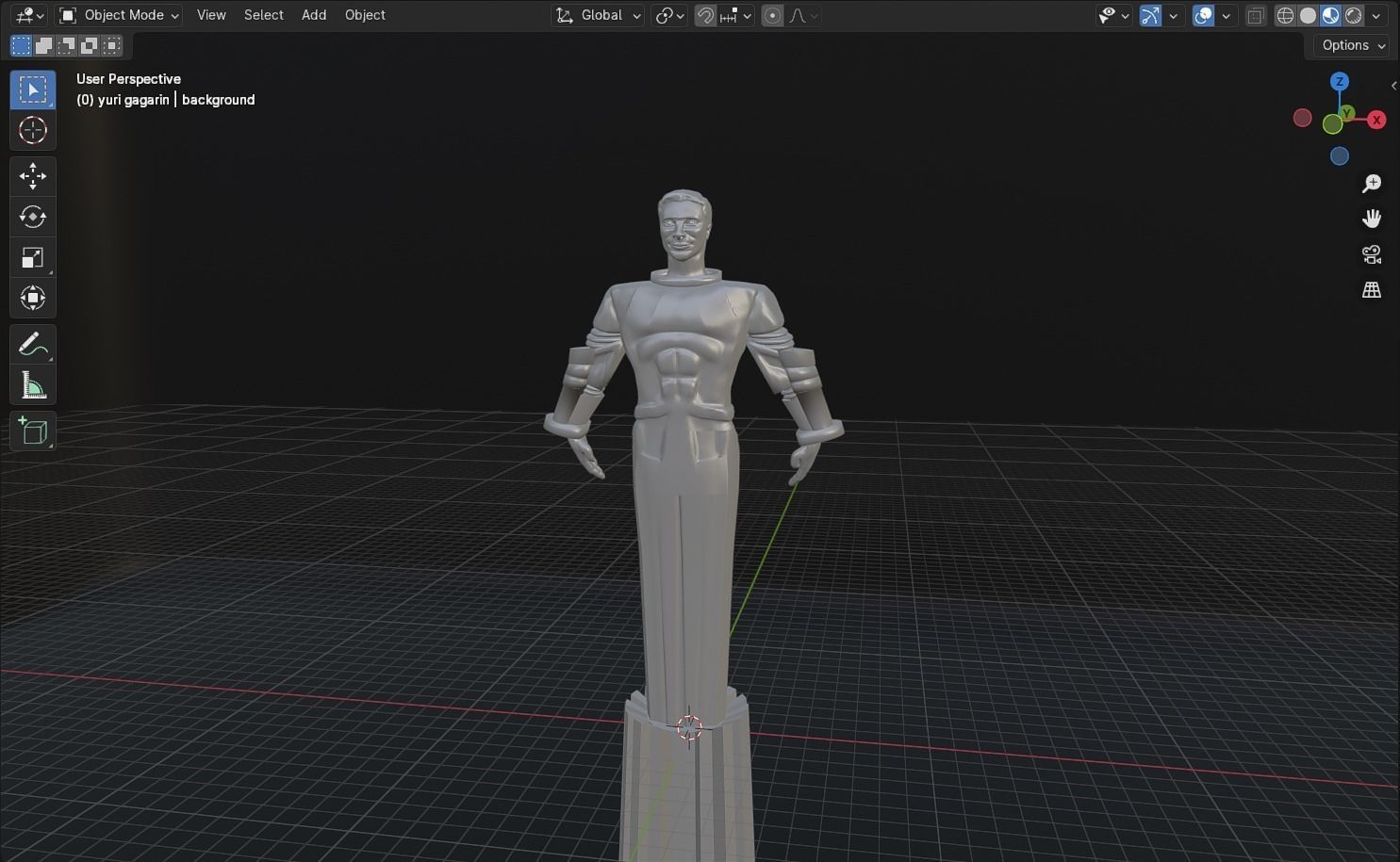 Yuri Gagarin Statue Monument 3D model_36