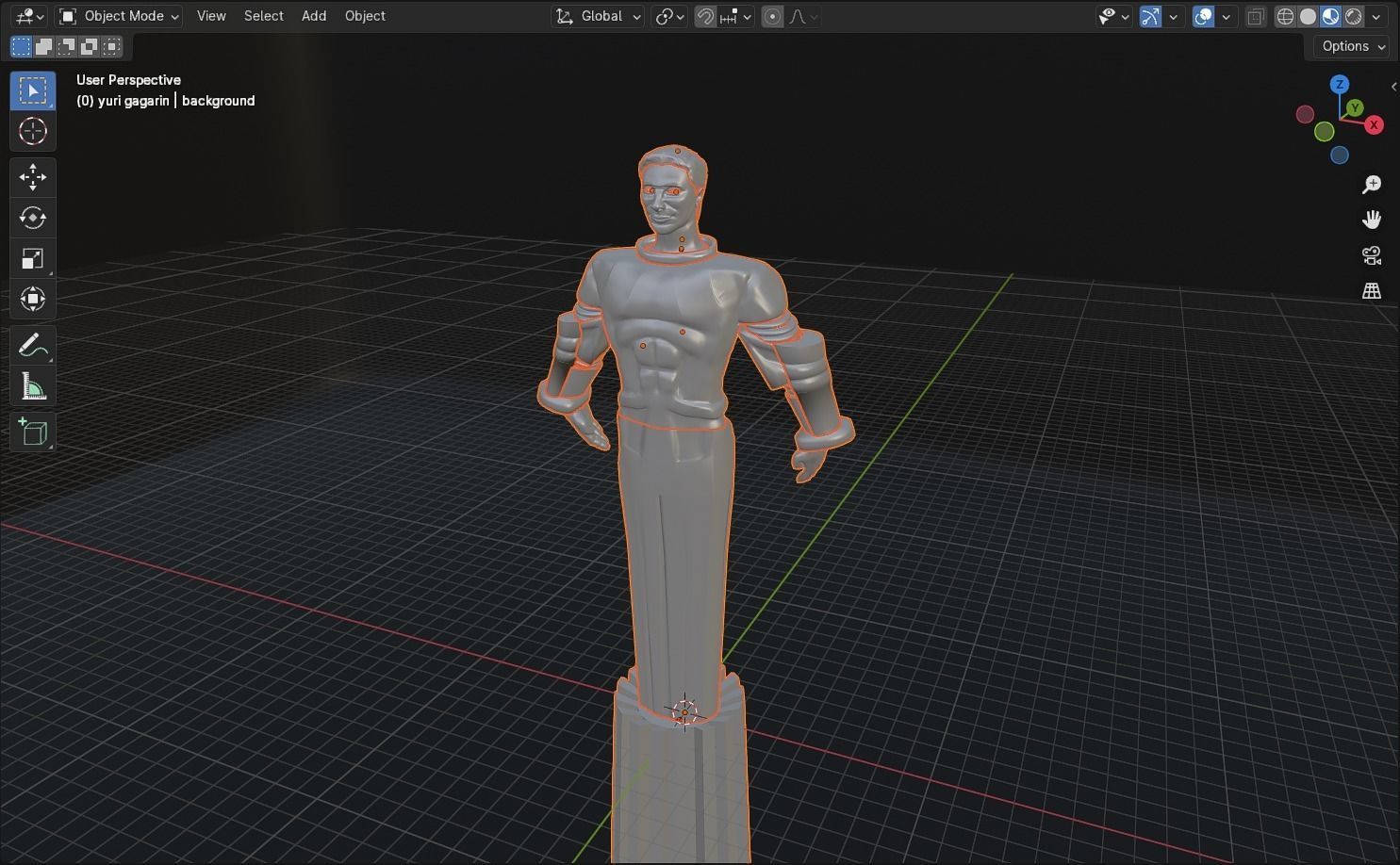 Yuri Gagarin Statue Monument 3D model_40