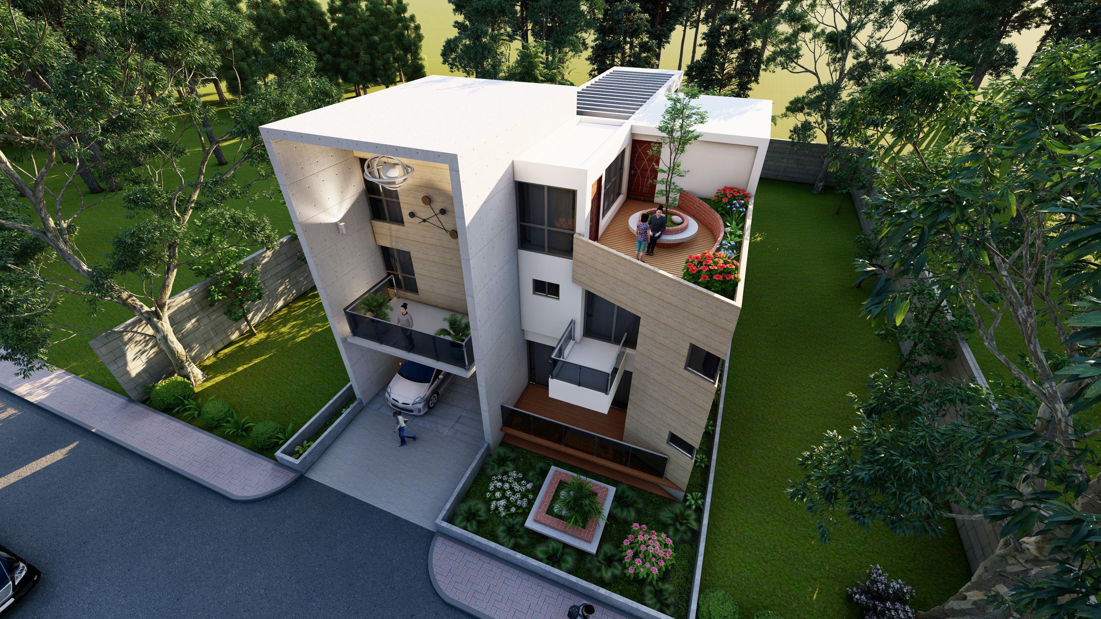 2 Storied Modern Residence  3D model_2