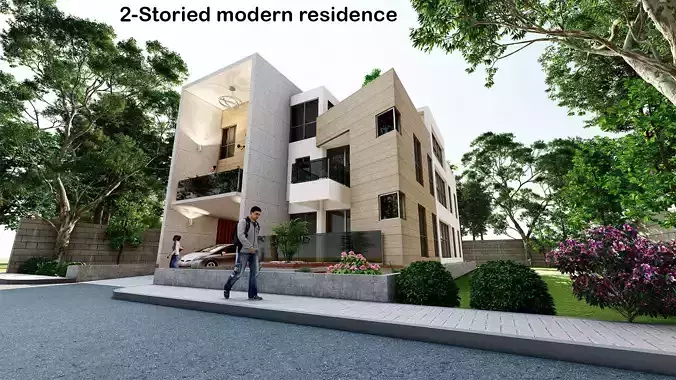 2 Storied Modern Residence  3D model