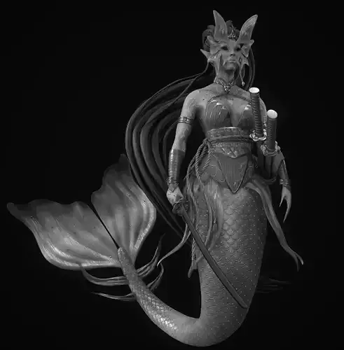 Mermaid 3D Model low poly Low-poly 3D model