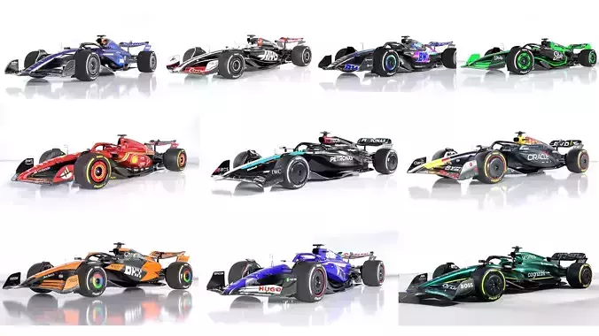 F1 2024 Car PACK Low-poly 3D model