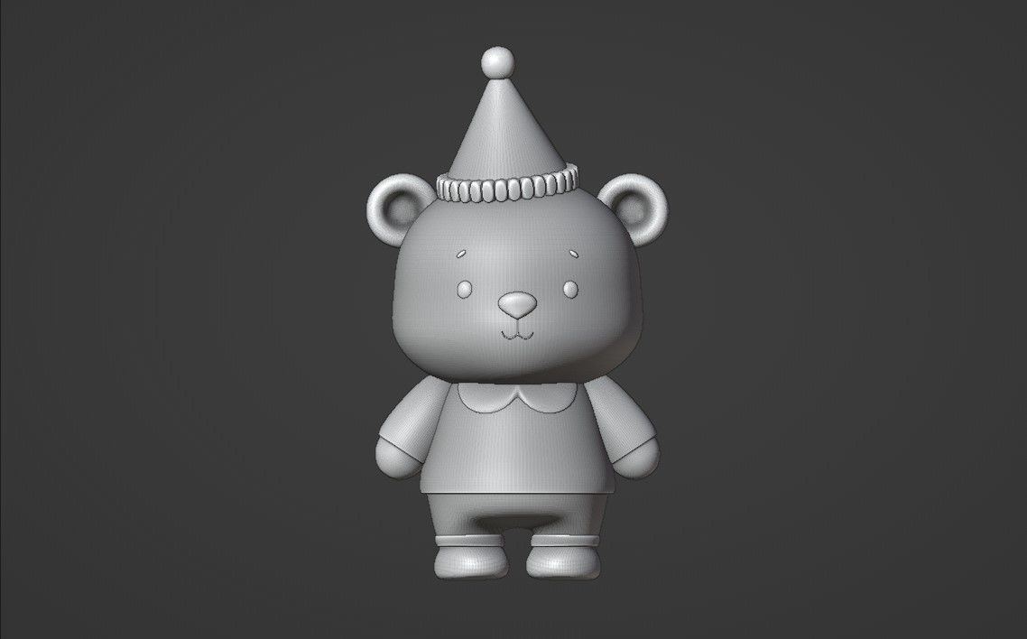 bear birthday 3D print model_2