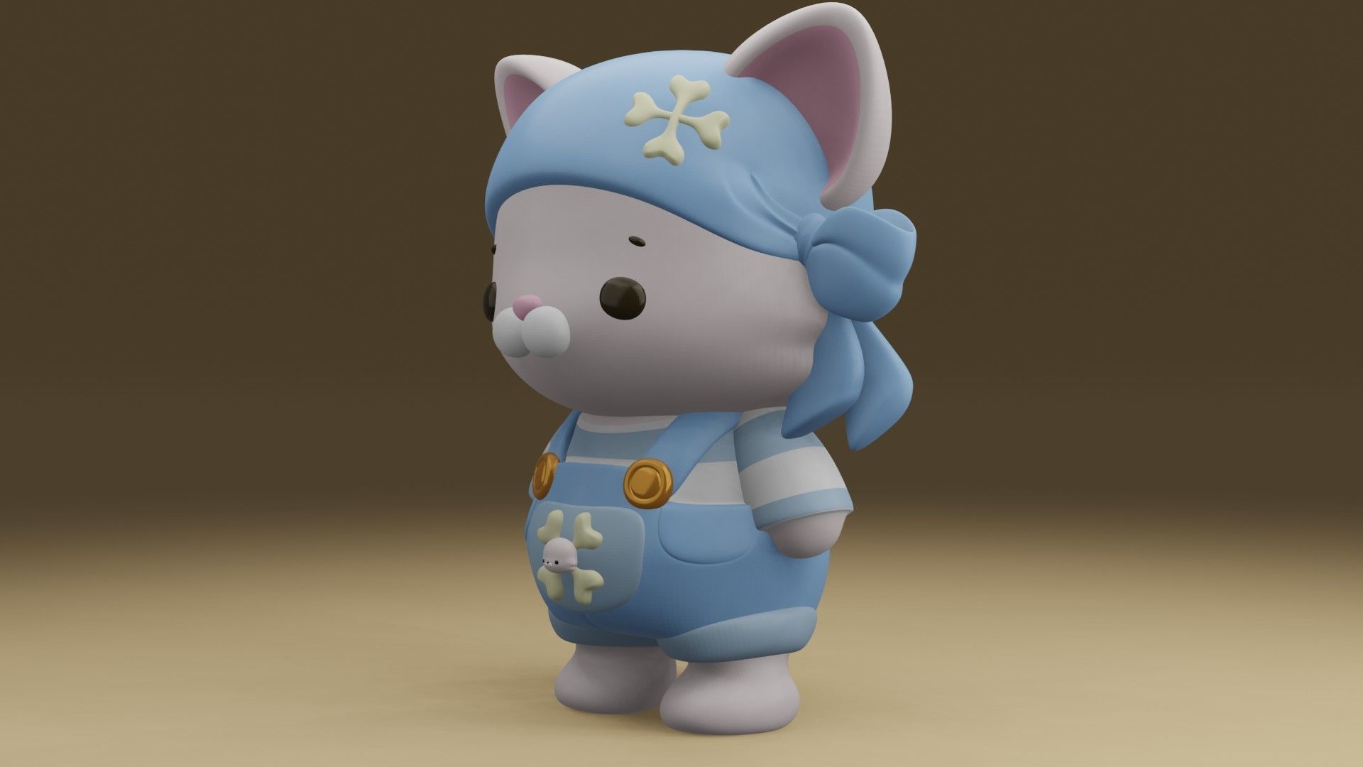 cat pirate 3D print model_14